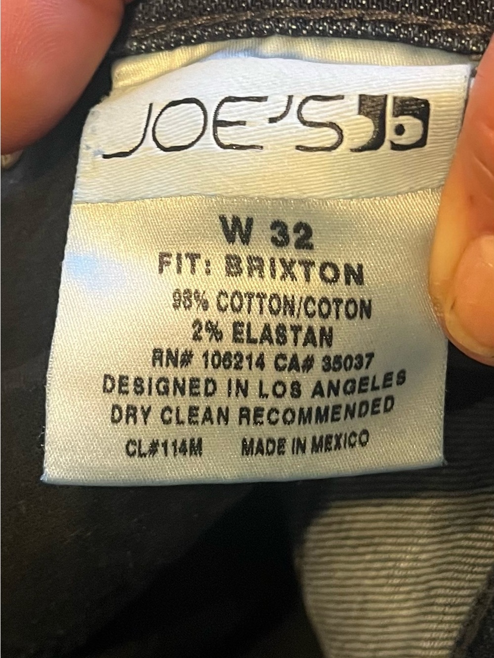 Joe's Jeans Dark Blue Denim Waistband Detail